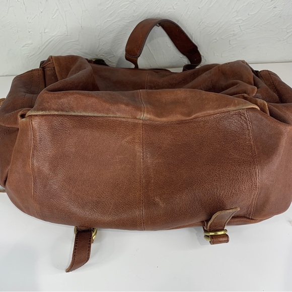 Jesslyn Blake - Anthropologie Large Brown Pebbled Leather Shoulder Bag 17x9x6 - Picture 9 of 15